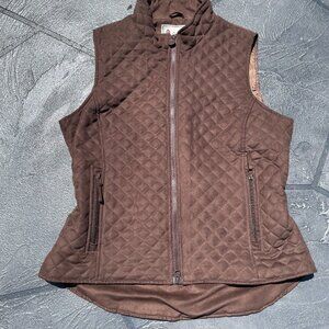 Outback Trading Co Ladies Quilted Vest - Brown Elastic Waist Size XL